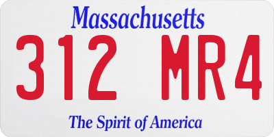 MA license plate 312MR4