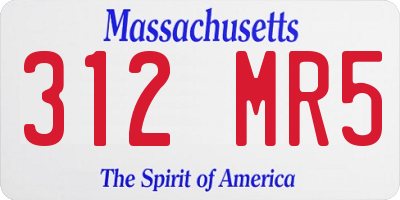 MA license plate 312MR5