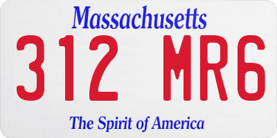 MA license plate 312MR6
