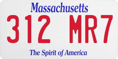 MA license plate 312MR7