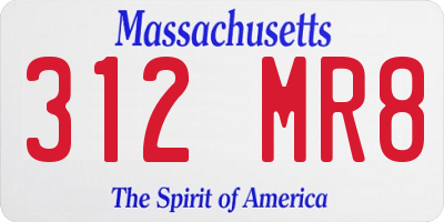 MA license plate 312MR8