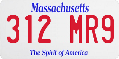 MA license plate 312MR9