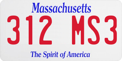MA license plate 312MS3