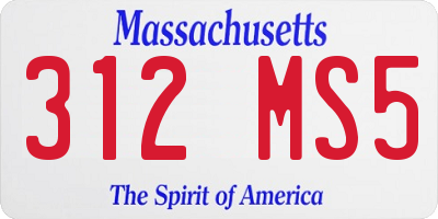 MA license plate 312MS5