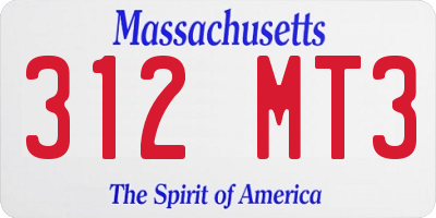 MA license plate 312MT3