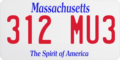 MA license plate 312MU3