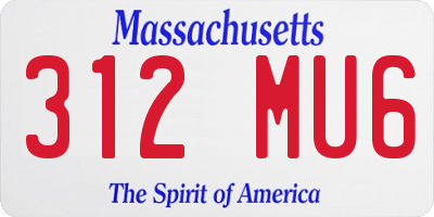MA license plate 312MU6