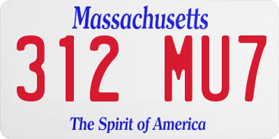 MA license plate 312MU7