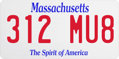 MA license plate 312MU8