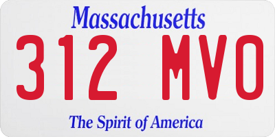 MA license plate 312MV0