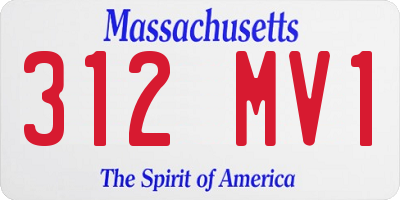 MA license plate 312MV1