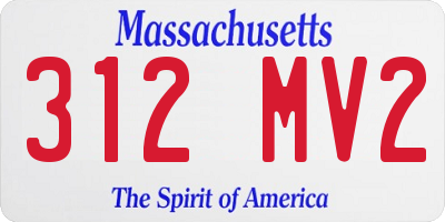 MA license plate 312MV2