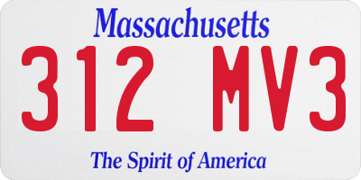 MA license plate 312MV3