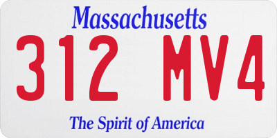 MA license plate 312MV4