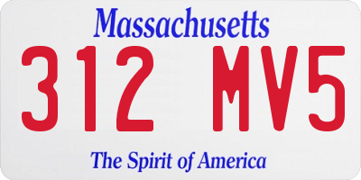 MA license plate 312MV5