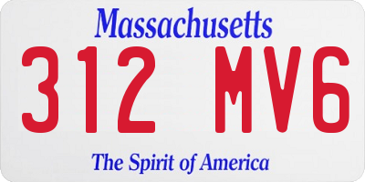 MA license plate 312MV6