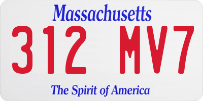 MA license plate 312MV7