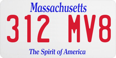 MA license plate 312MV8