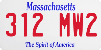 MA license plate 312MW2