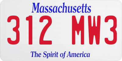 MA license plate 312MW3