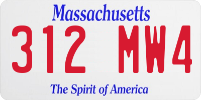 MA license plate 312MW4