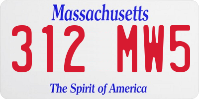 MA license plate 312MW5