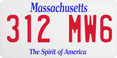 MA license plate 312MW6