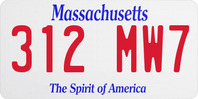 MA license plate 312MW7