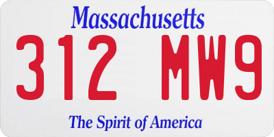 MA license plate 312MW9