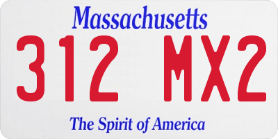 MA license plate 312MX2