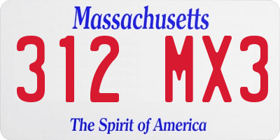 MA license plate 312MX3