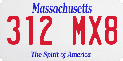 MA license plate 312MX8