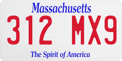 MA license plate 312MX9