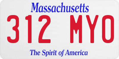 MA license plate 312MY0