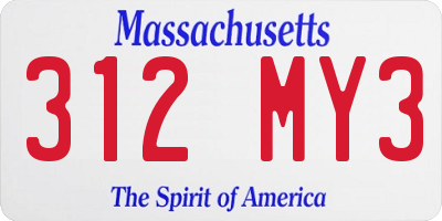 MA license plate 312MY3