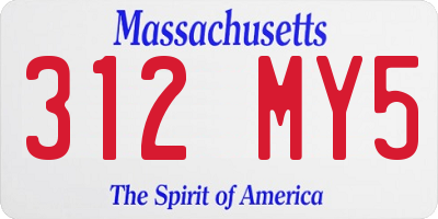 MA license plate 312MY5