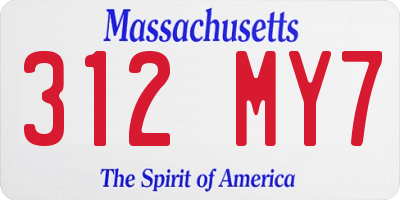 MA license plate 312MY7