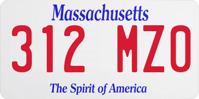 MA license plate 312MZ0