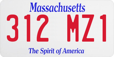 MA license plate 312MZ1
