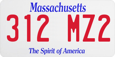 MA license plate 312MZ2