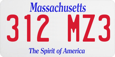 MA license plate 312MZ3