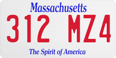 MA license plate 312MZ4
