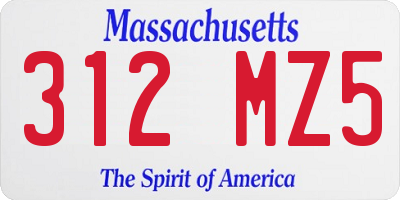 MA license plate 312MZ5
