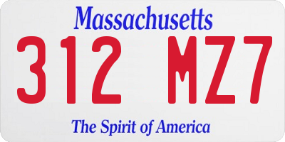 MA license plate 312MZ7