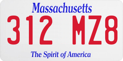 MA license plate 312MZ8
