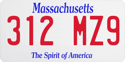 MA license plate 312MZ9