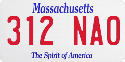 MA license plate 312NA0