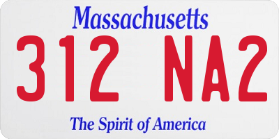 MA license plate 312NA2
