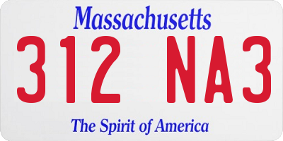 MA license plate 312NA3
