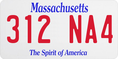MA license plate 312NA4